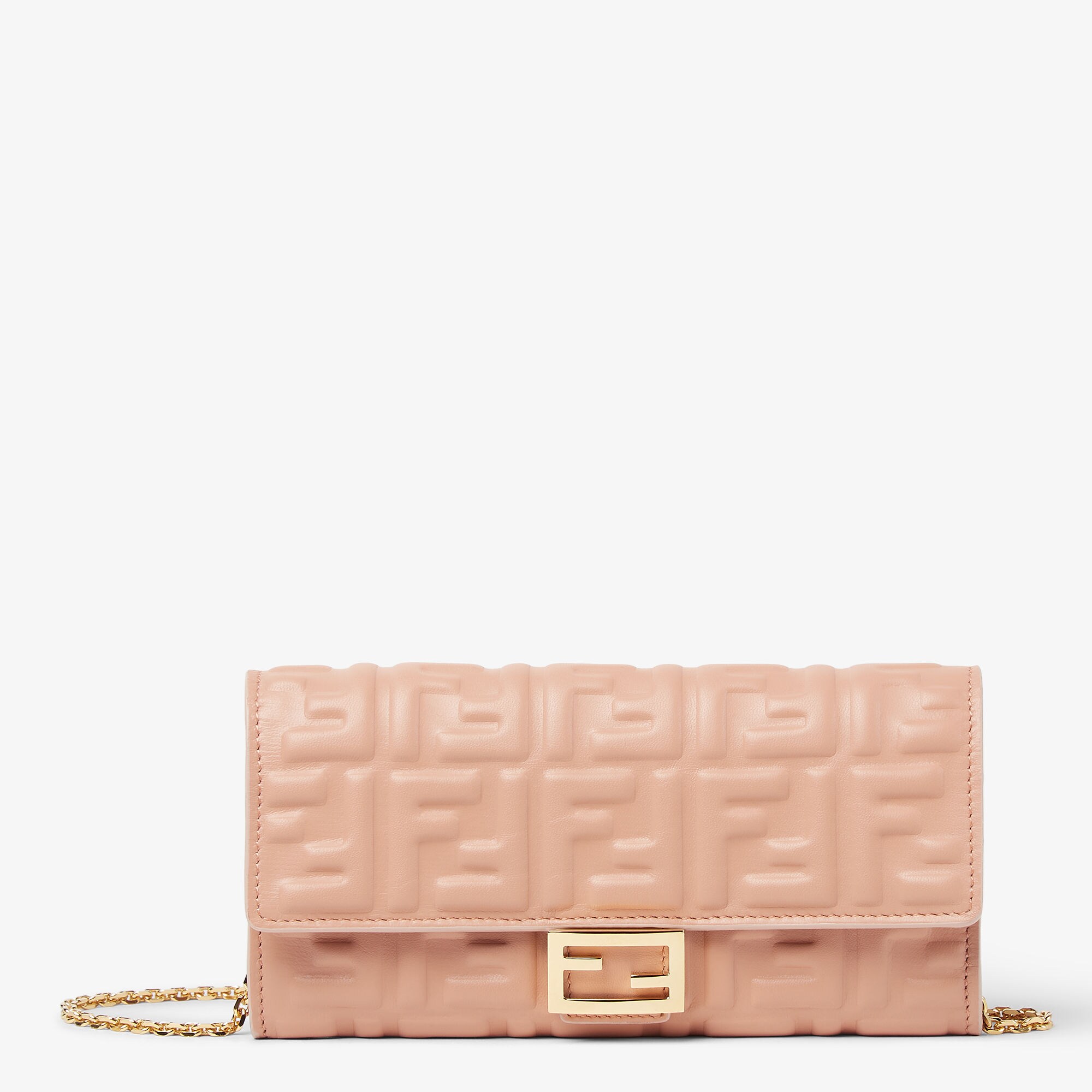 バゲット チェーン付き 長財布 レザー ピンク | Fendi