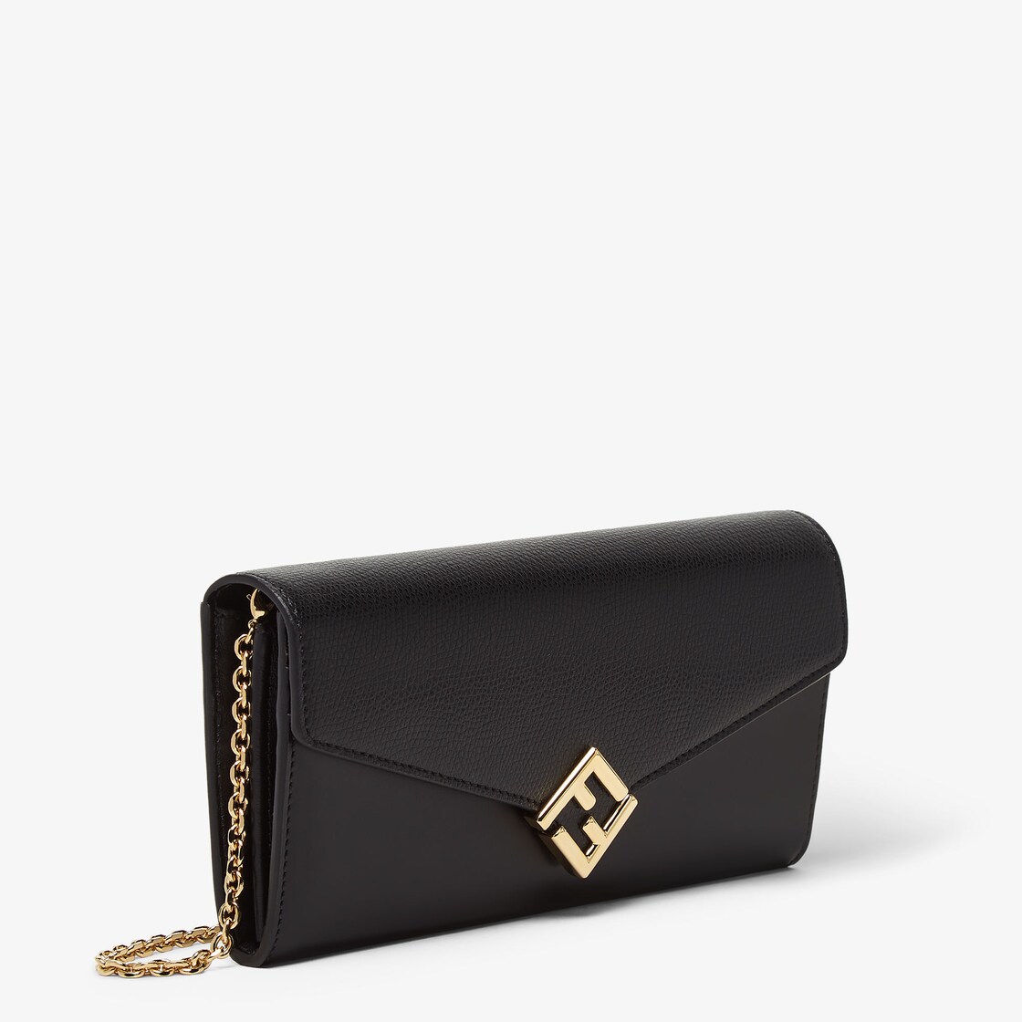 FF Diamonds Continental With Chain - Black leather wallet | Fendi