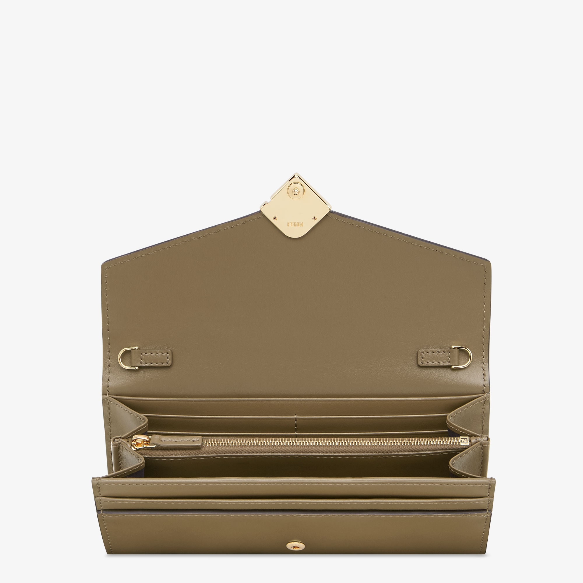 FF Diamonds Continental With Chain Leather Green | Fendi