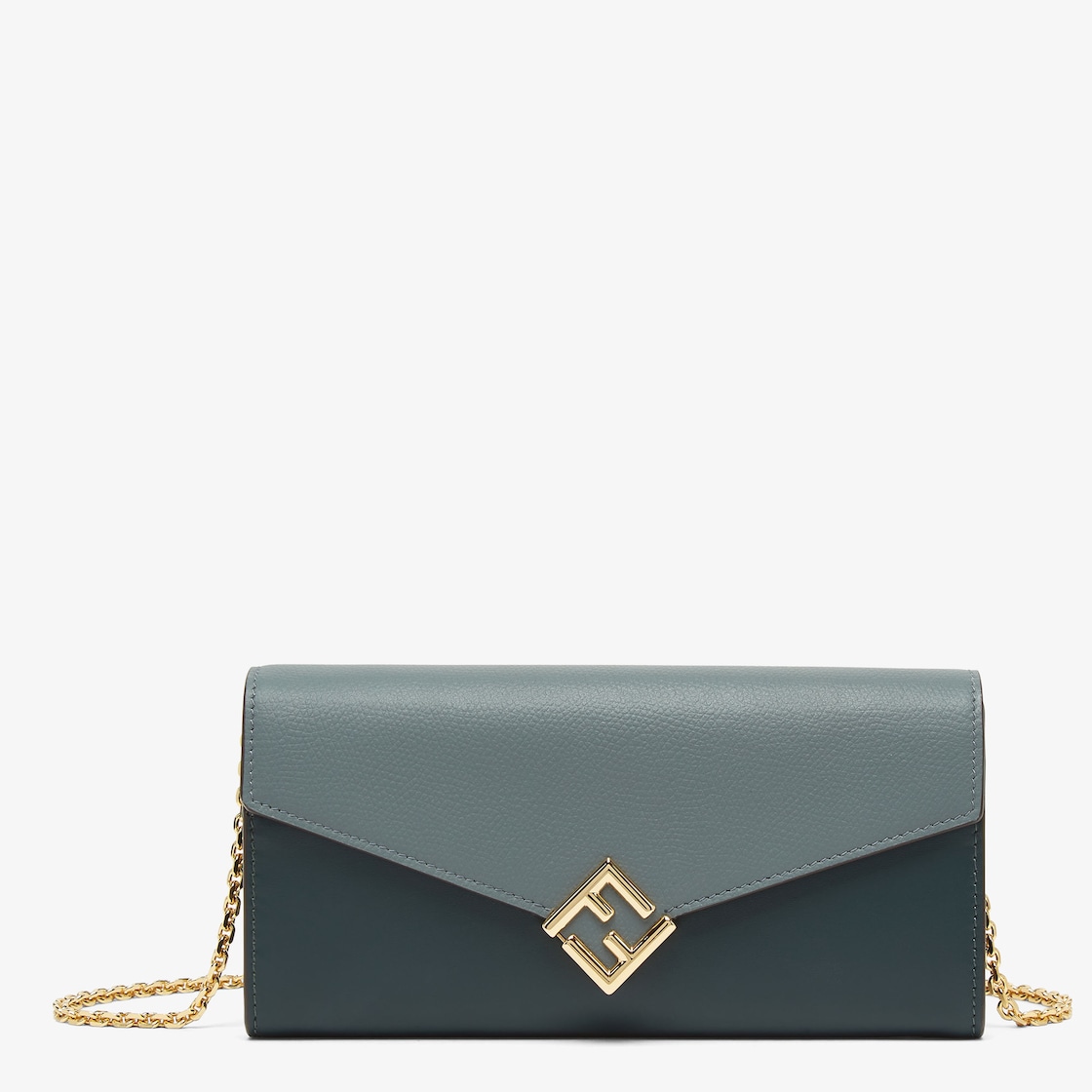 FF Diamonds Continental With Chain - Green leather wallet | Fendi