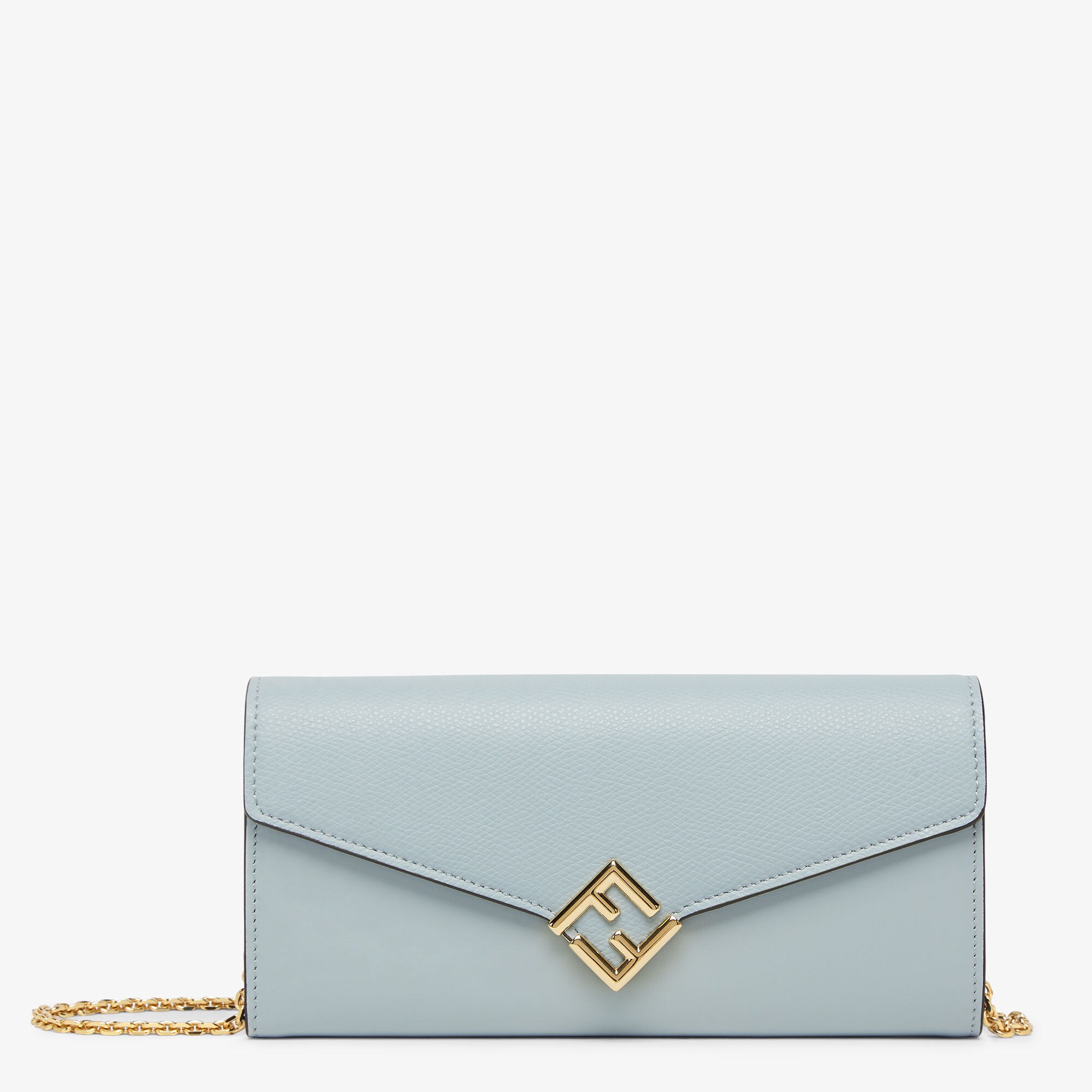 充実の品 FFダイヤモンド Fendi | ライトブルー レザー 長財布 チェーン付き 小物