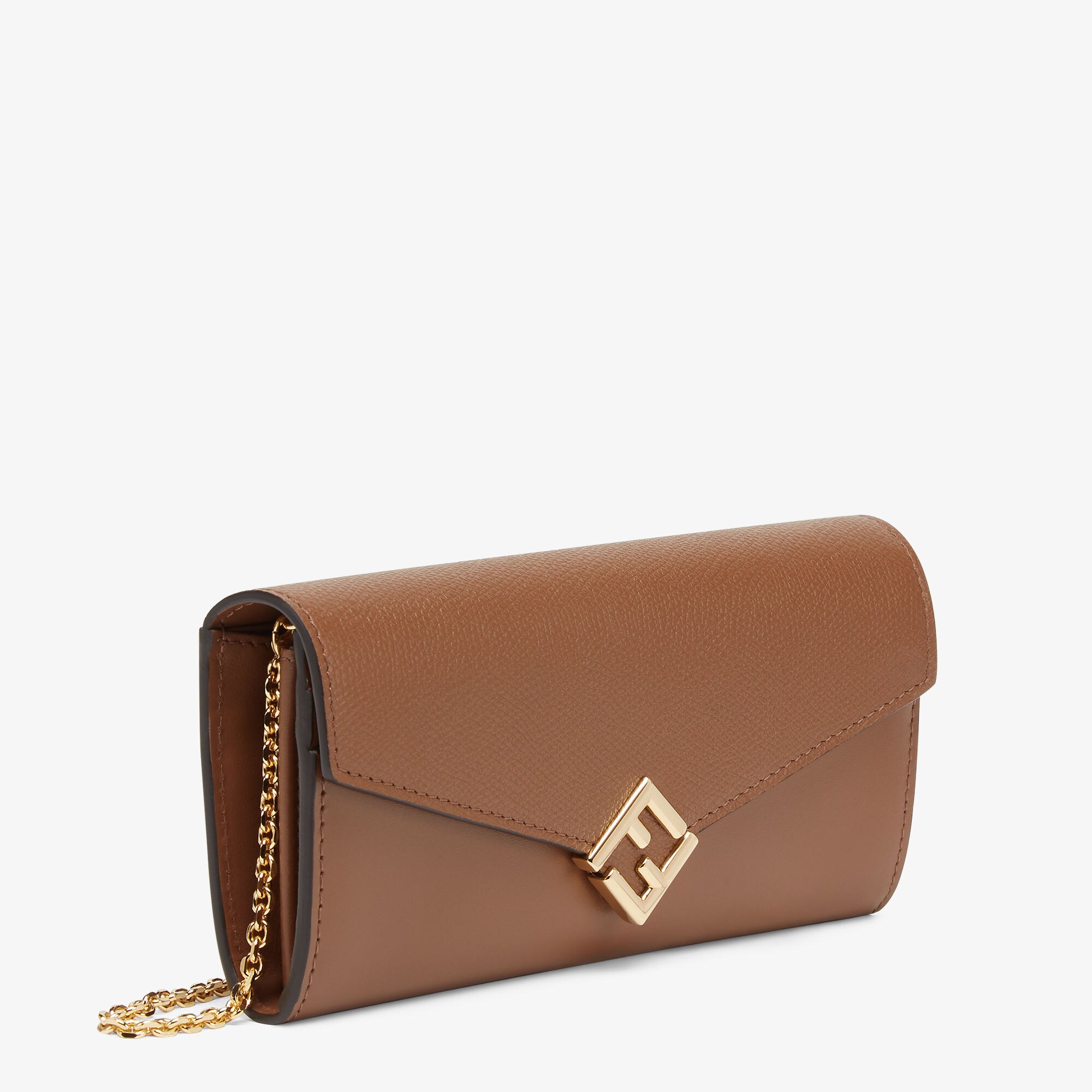 FF Diamonds Continental With Chain - Brown leather wallet | Fendi