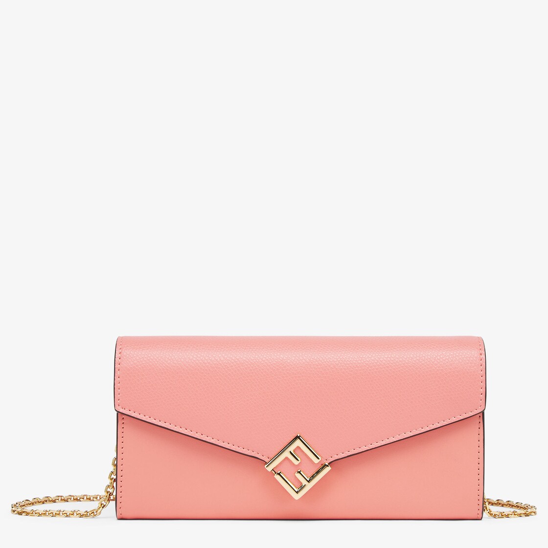 FF Diamonds Continental With Chain Pink leather wallet Fendi