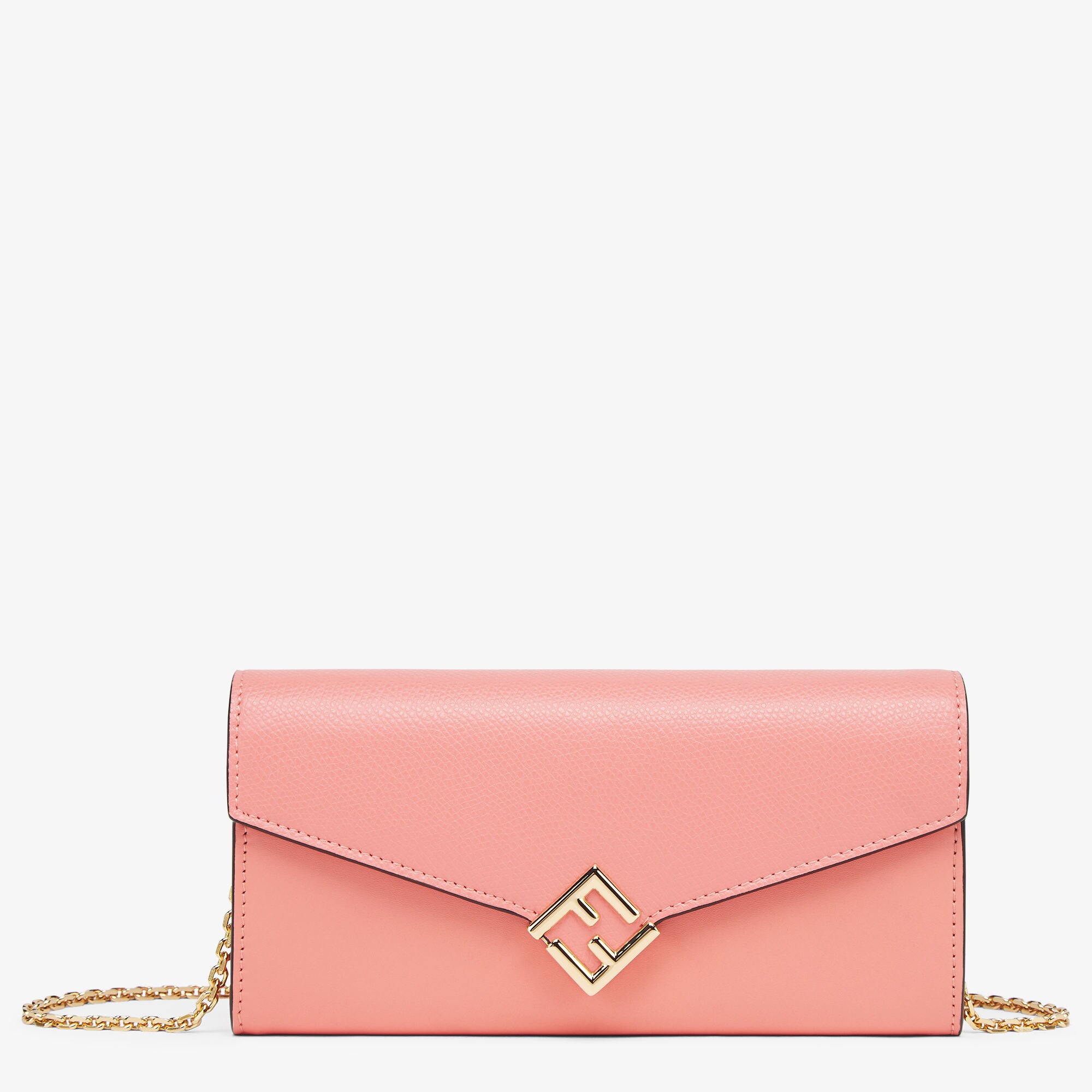 FF Diamonds Continental With Chain Pink leather wallet Fendi