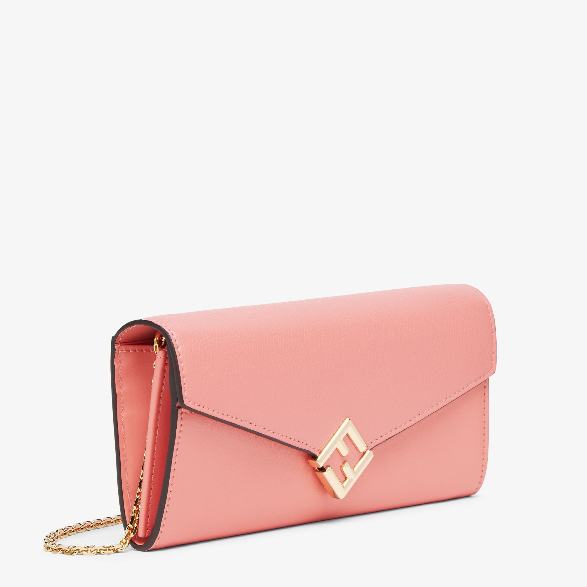 FF Diamonds Continental With Chain Leather Pink | Fendi FF Diamonds Continental With Chain Leather Pink | Fendi
