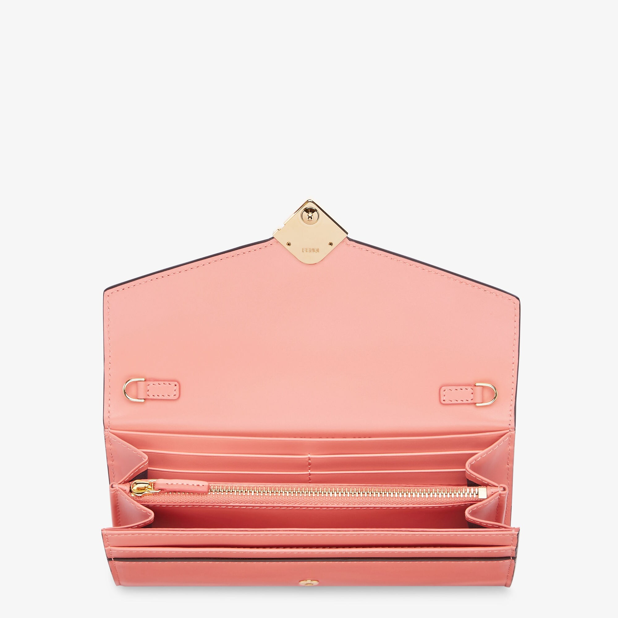 FF Diamonds Continental With Chain Leather Pink | Fendi FF Diamonds Continental With Chain Leather Pink | Fendi