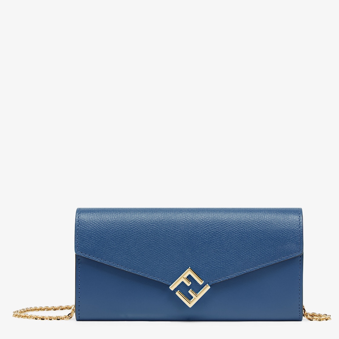 FF Diamonds Continental With Chain Leather Blue Fendi