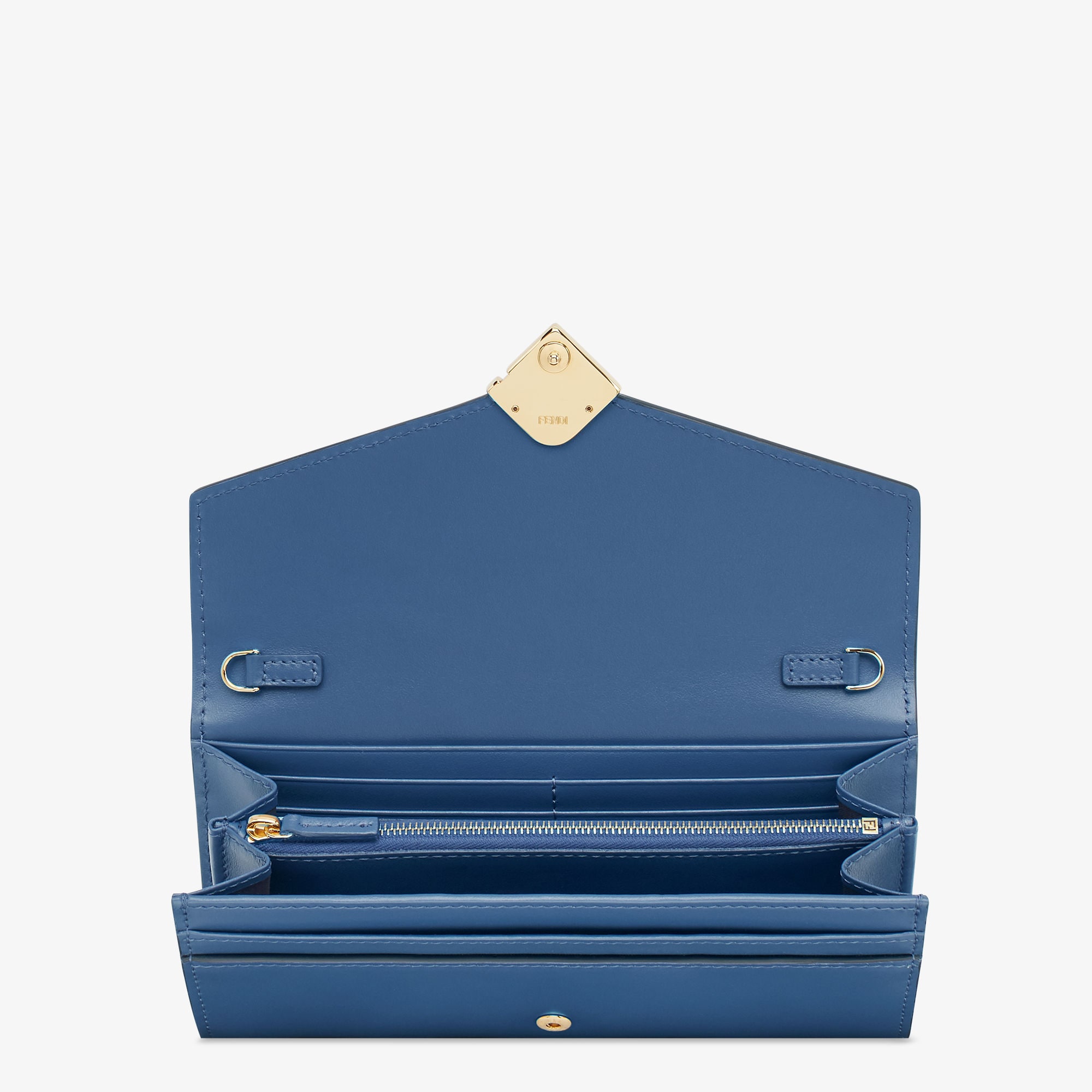 FF Diamonds Continental With Chain Leather Blue | Fendi