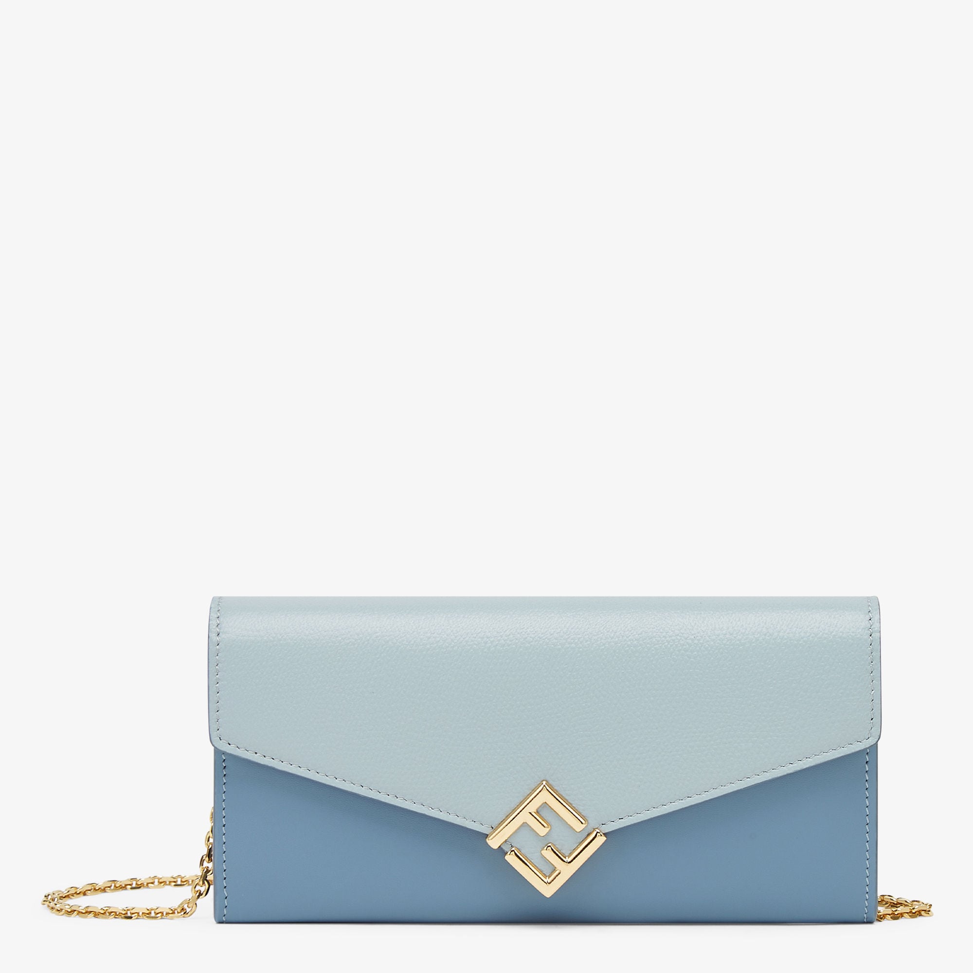 FFダイヤモンド チェーン付き 長財布 レザー ライトブルー | Fendi FFダイヤモンド チェーン付き 長財布 レザー ライトブルー | Fendi