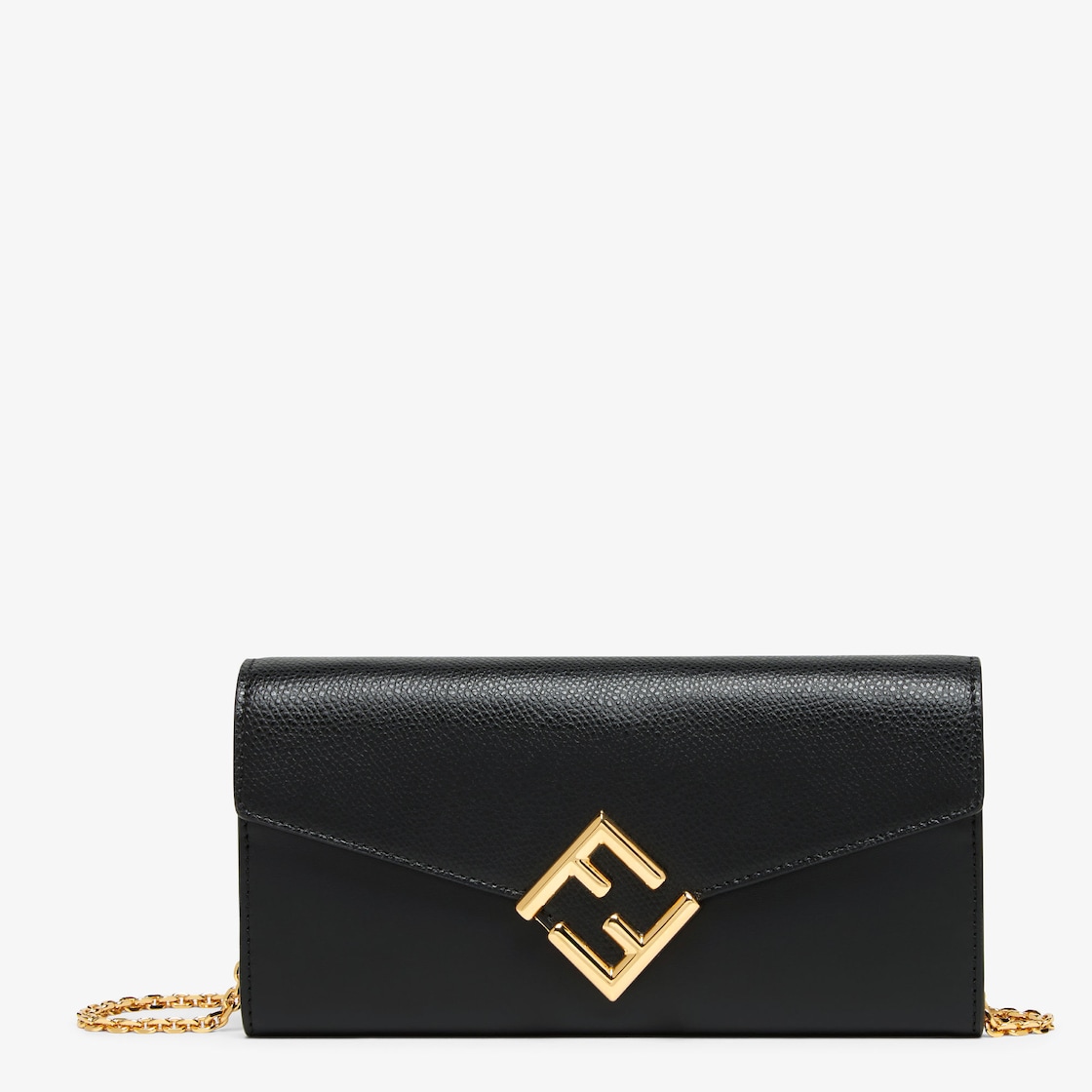 Fendi Ff Diamonds Wallet On Chain in Black