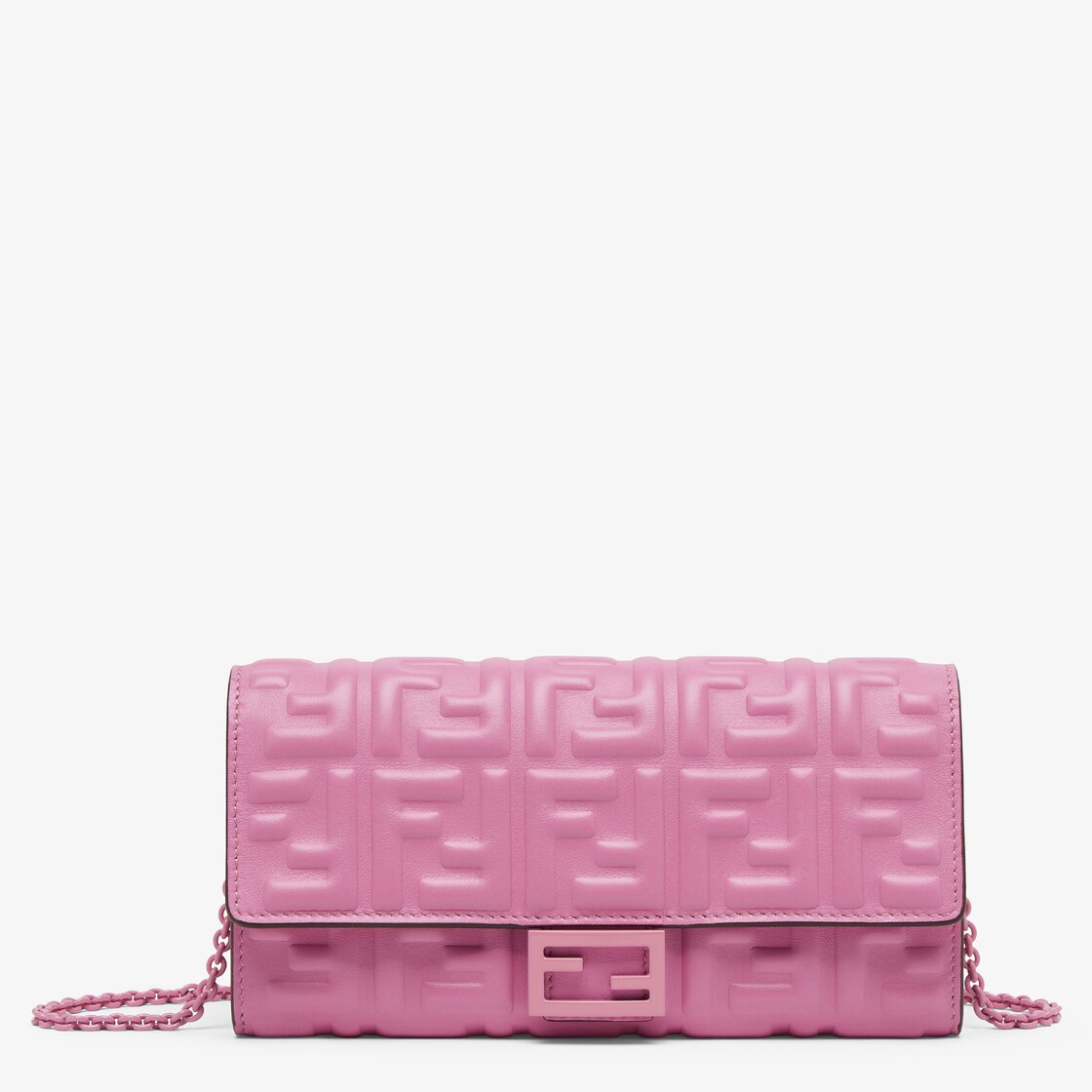 Baguette Continental Wallet With Chain Pink nappa leather wallet