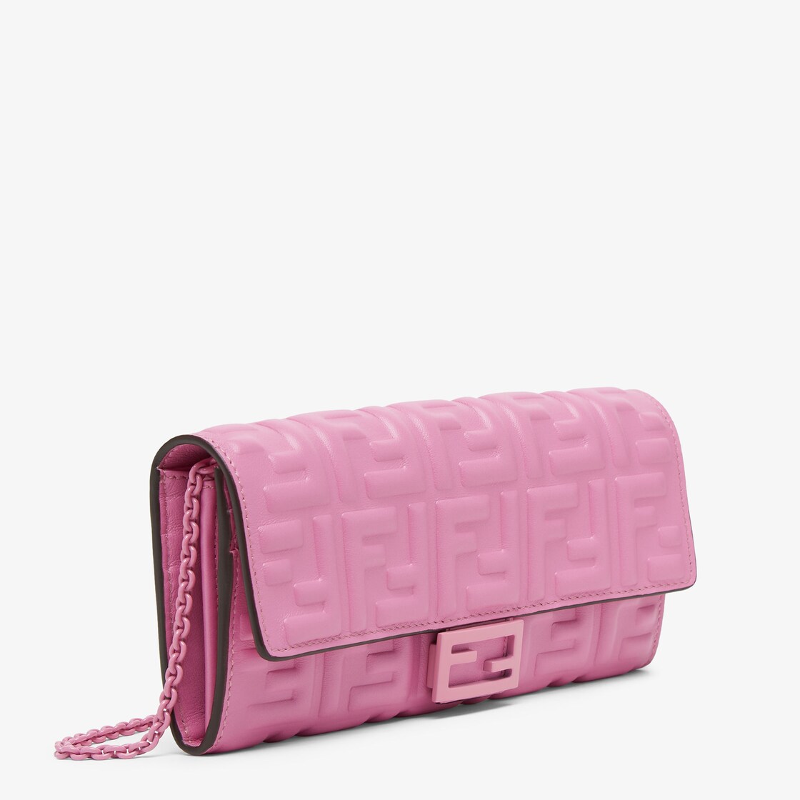 Baguette Continental Wallet with Chain , Pink, One Size- Fendi