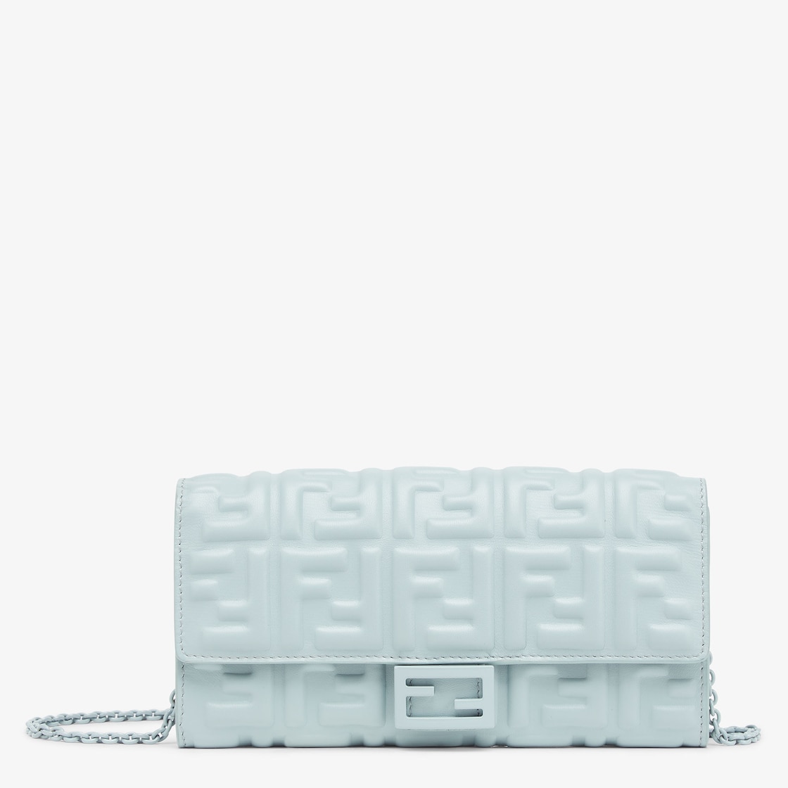 Baguette Continental Wallet With Chain - Light blue nappa leather 