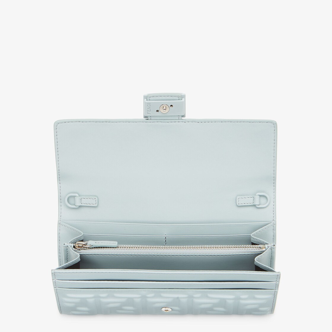 Baguette Continental Wallet With Chain - Light blue nappa leather 