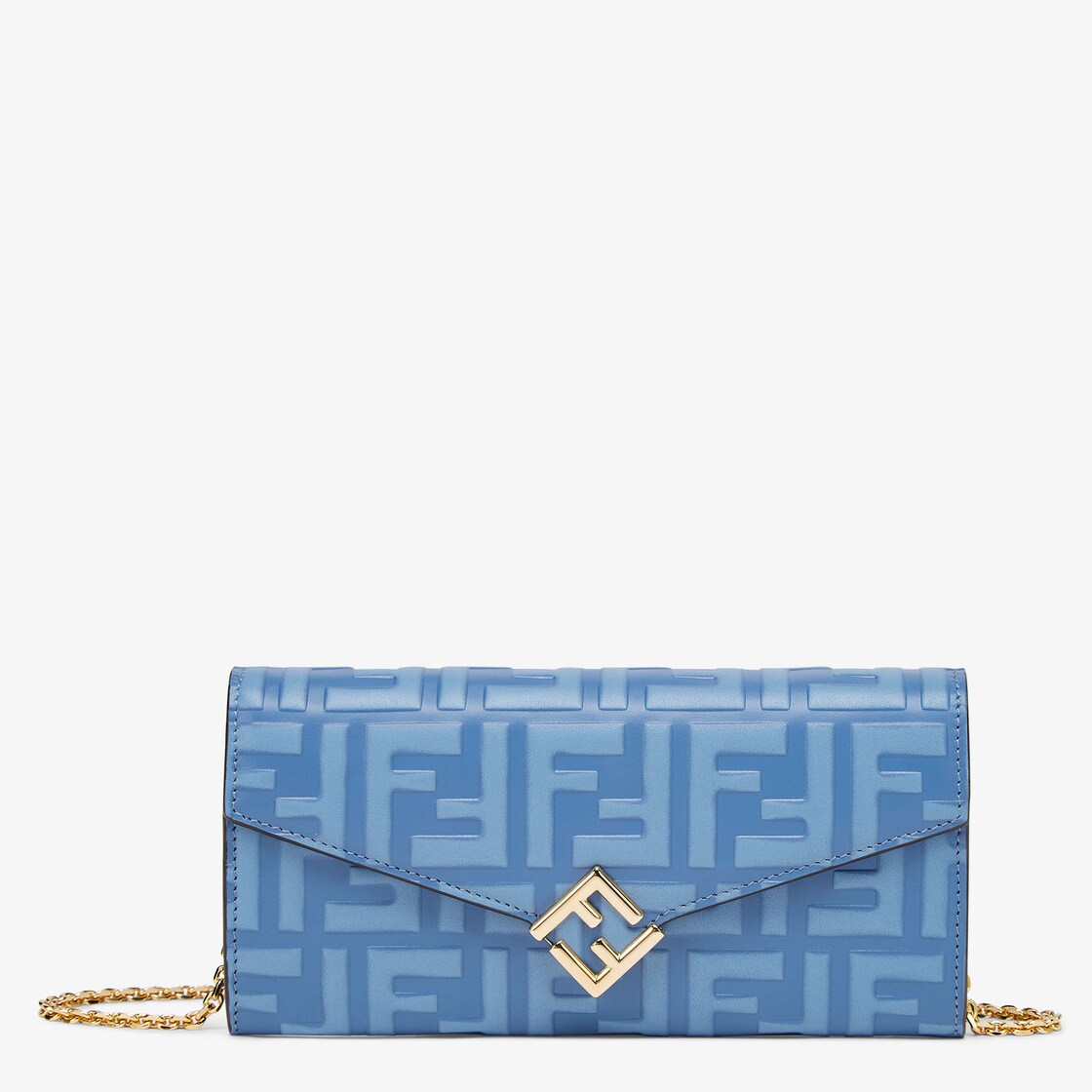 FF Diamonds Continental With Chain Leather Light blue Fendi