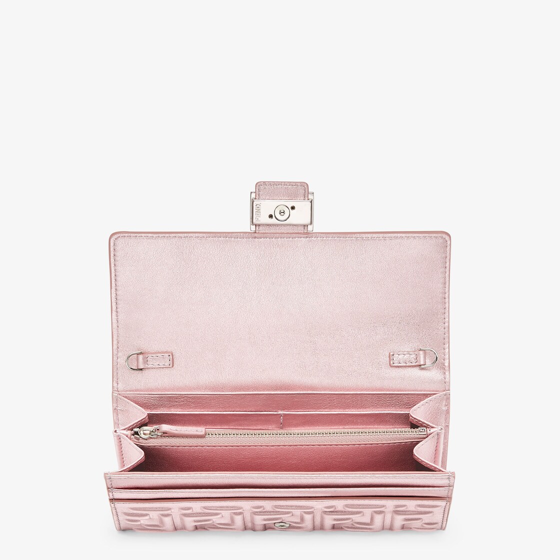 Baguette Continental Wallet With Chain Leather Pink | Fendi Baguette Continental Wallet With Chain Leather Pink | Fendi