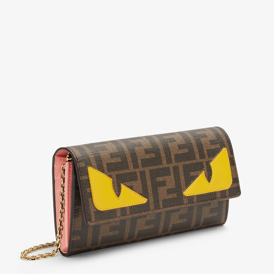 Fendi Continental Wallet With Chain Fabric Brown - Image 2/4