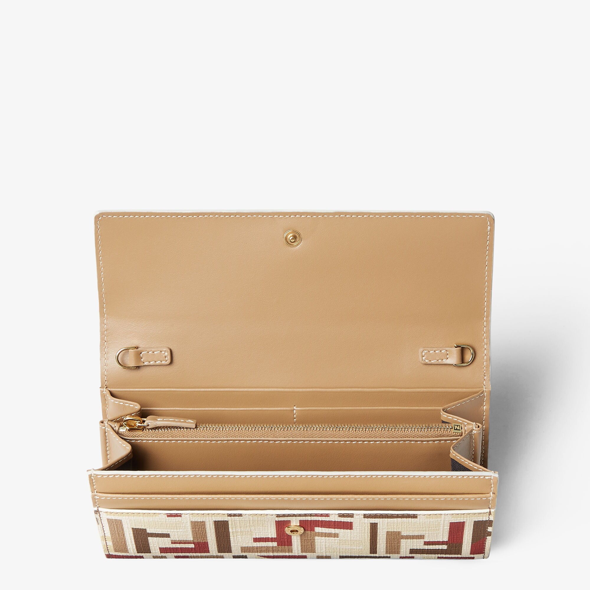 【FENDI】Roma チェーン付き/長財布 Fendi Roma チェーン付き 長財布 ファブリック ブラウン | Fendi
