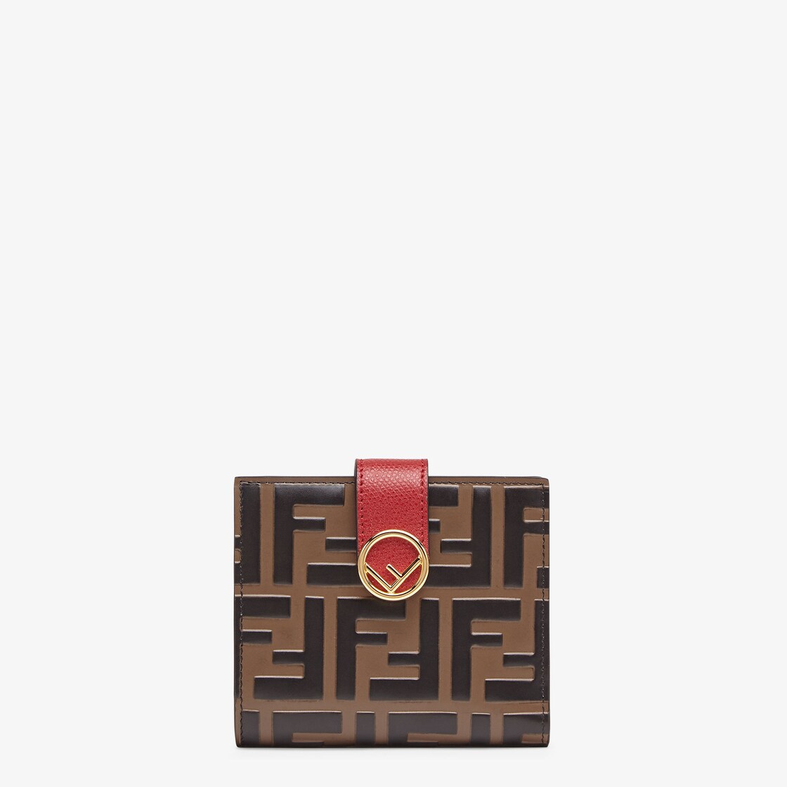 F is Fendi Bi-fold Wallet - Red leather compact wallet