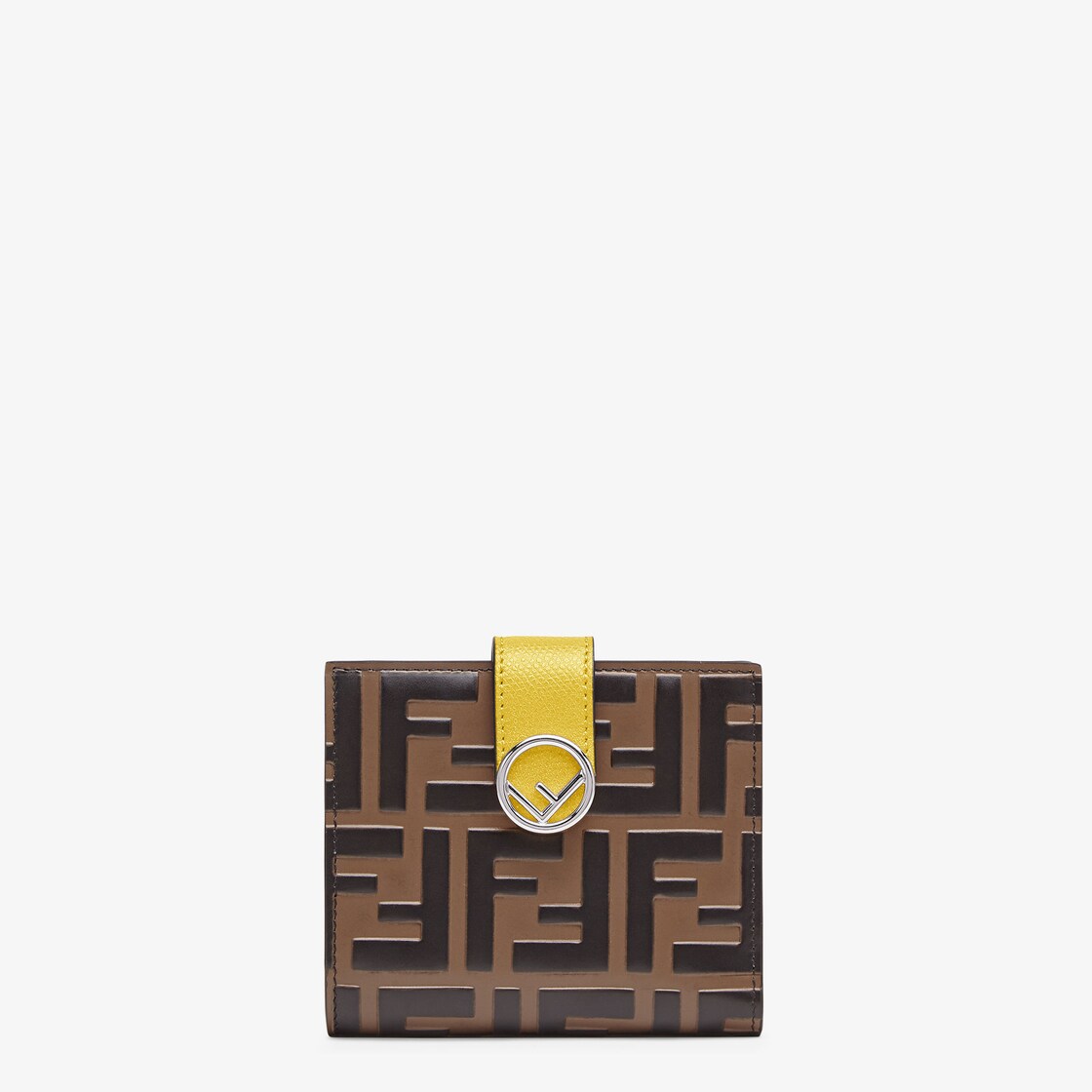 Cartera de doble hoja F is Fendi Cartera compacta de piel amarilla | Fendi