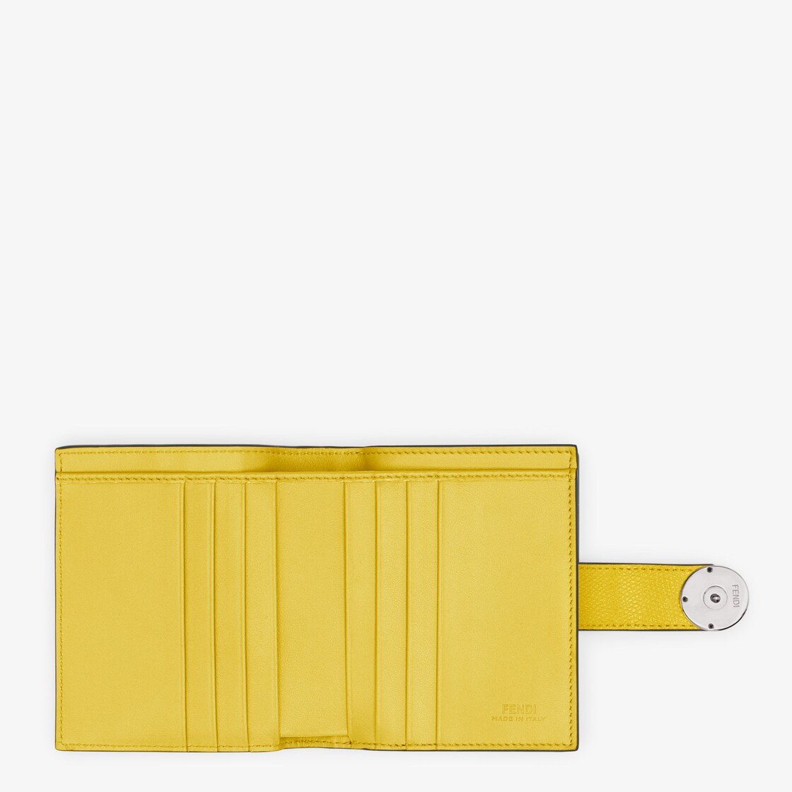 F is Fendi Bi-fold Wallet - Compact, yellow leather wallet | Fendi