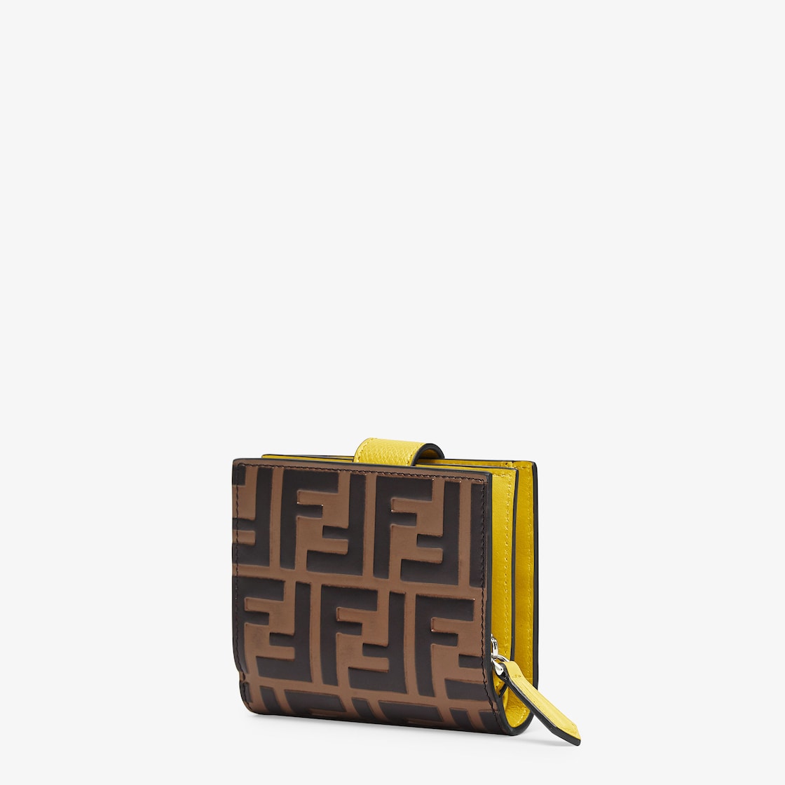 F is Fendi Bi-fold Wallet - Compact, yellow leather wallet | Fendi