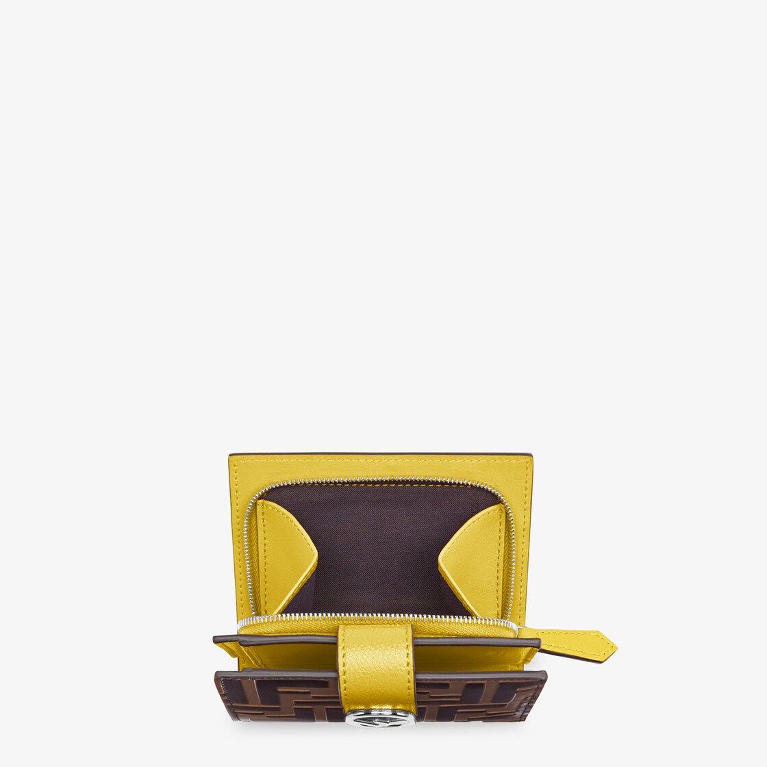 F is Fendi Bi-fold Wallet - Compact, yellow leather wallet | Fendi