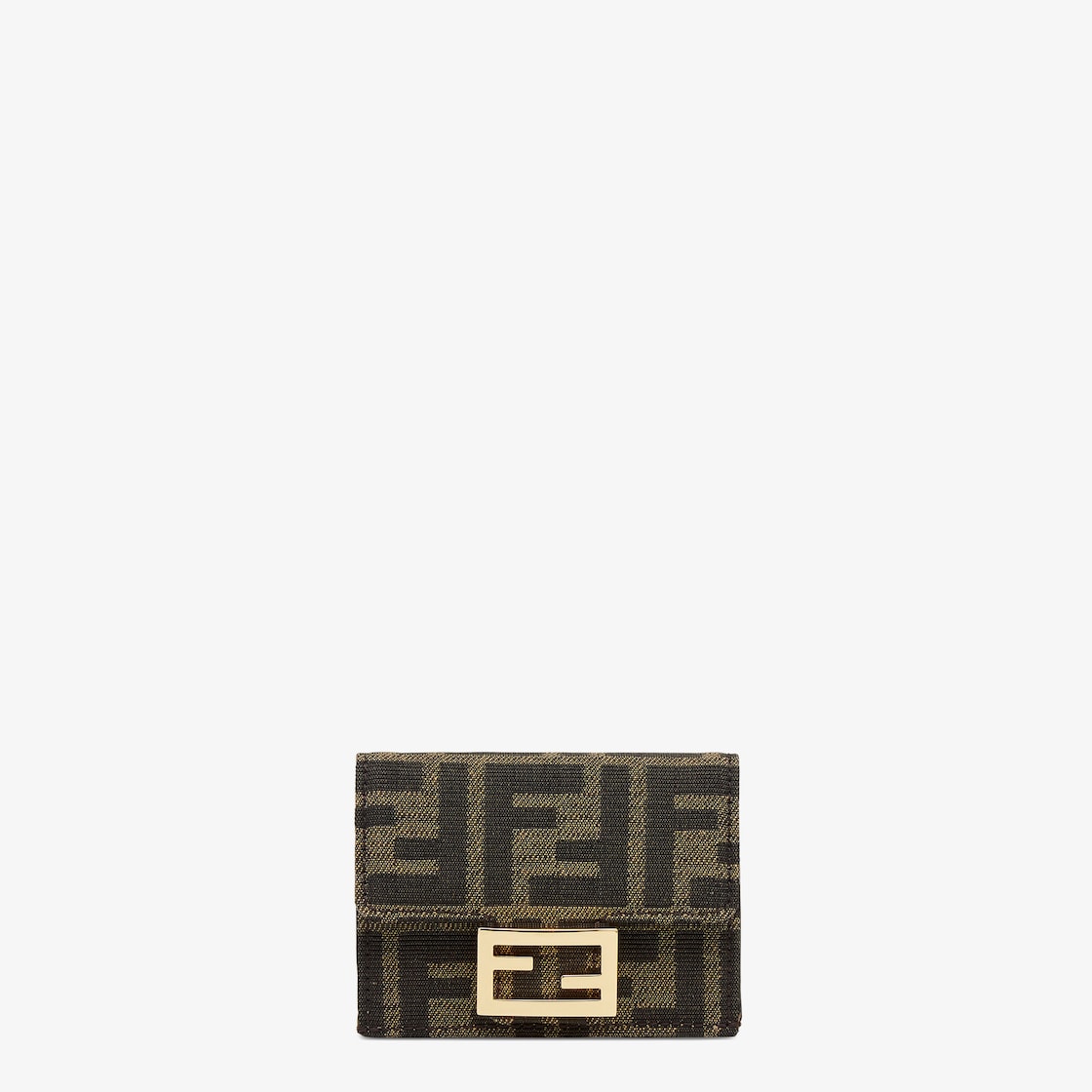 バゲット マイクロ 三つ折り財布 - ブラウンファブリック財布 | Fendi