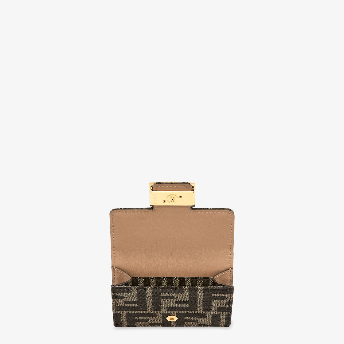 バゲット マイクロ 三つ折り財布 - ブラウンファブリック財布 | Fendi