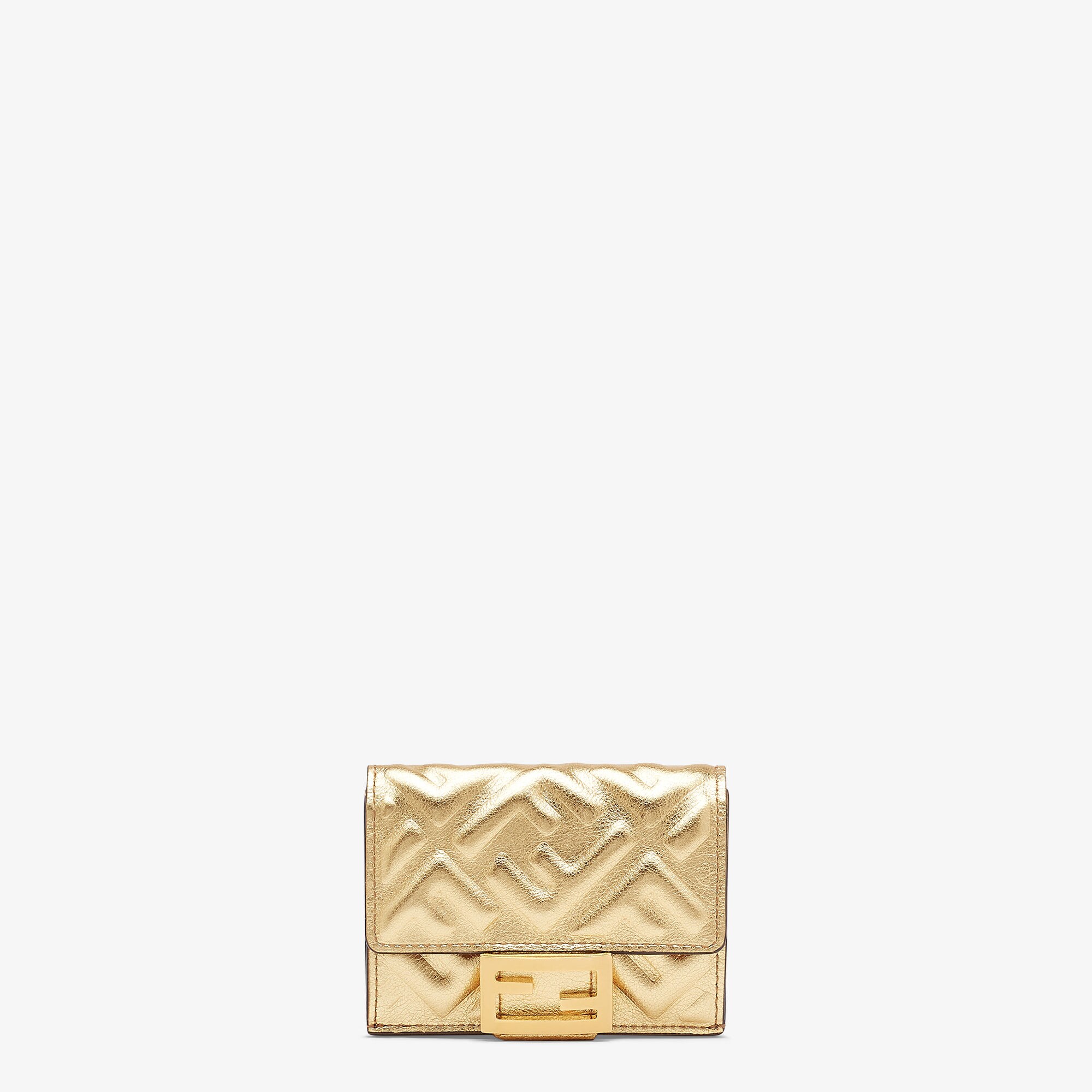 バゲット マイクロ 三つ折り財布 - ゴールドレザー 財布 | Fendi