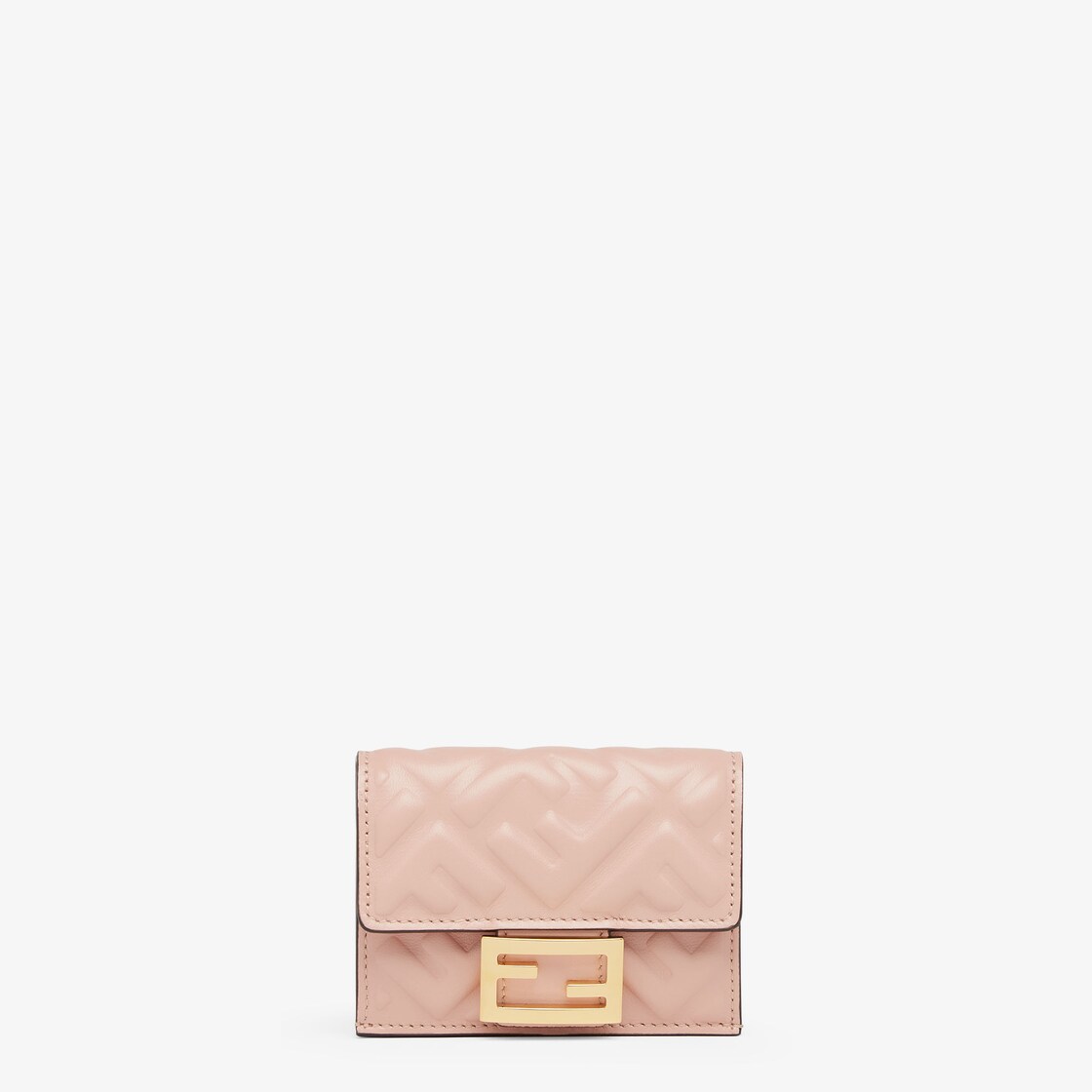 Baguette Micro Trifold - Pink FF nappa leather wallet