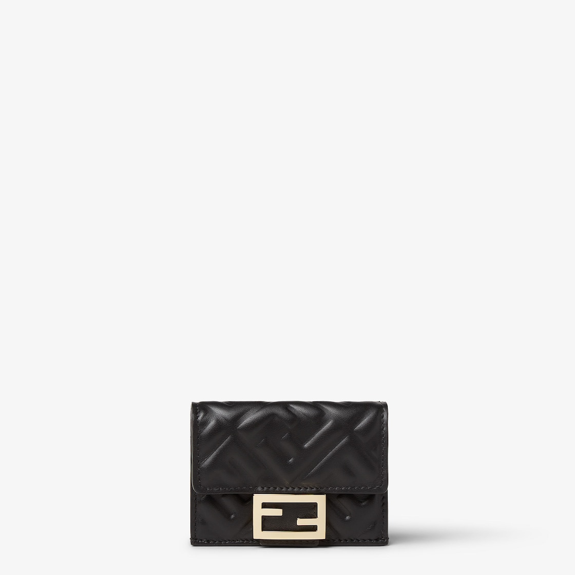 バゲット マイクロ 三つ折り財布 レザー ブラック | Fendi バゲット マイクロ 三つ折り財布 レザー ブラック | Fendi