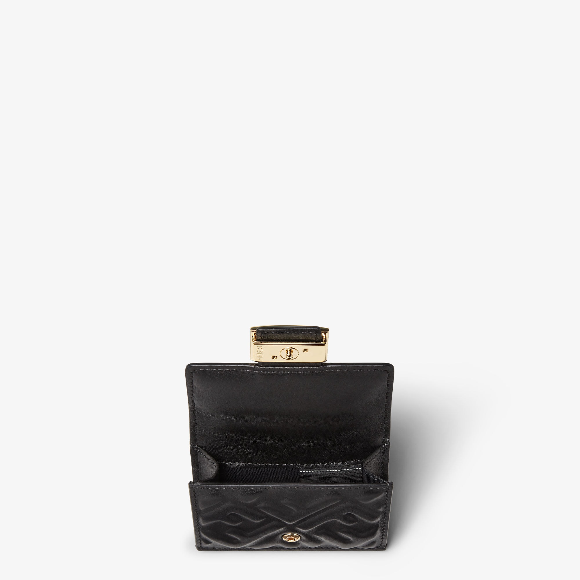 バゲット マイクロ 三つ折り財布 レザー ブラック | Fendi バゲット マイクロ 三つ折り財布 レザー ブラック | Fendi