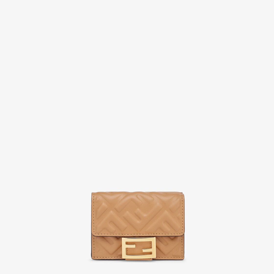 3cmFENDI マイクロ 三つ折り財布 ベージュレザー 財布