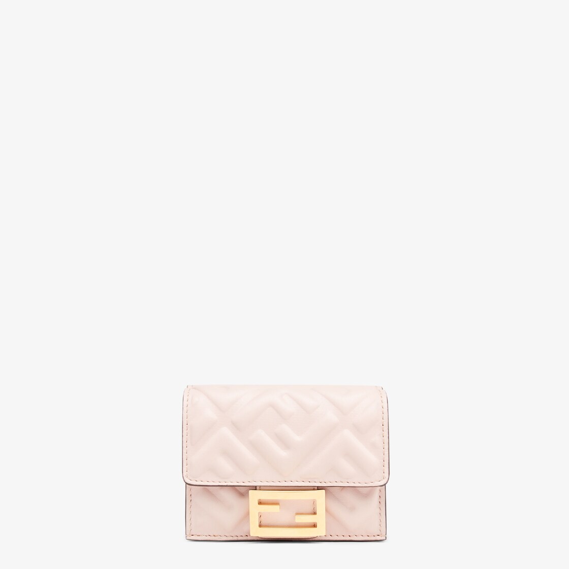 Fendi Nappa Leather Micro Tri-fold Wallet In Pink