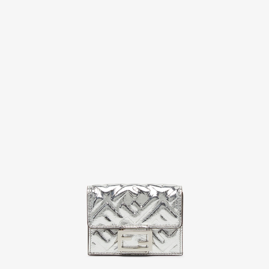 バゲット マイクロ 三つ折り財布 レザー シルバー | Fendi バゲット マイクロ 三つ折り財布 レザー シルバー | Fendi