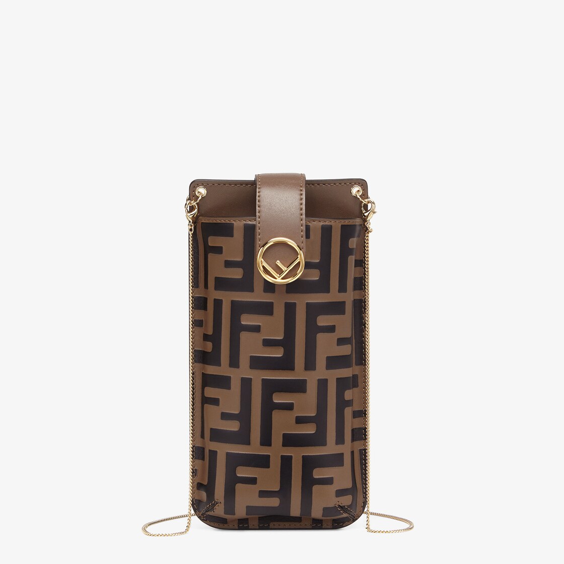 Phone Pouch - Brown leather pouch | Fendi