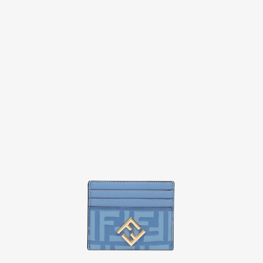 FF Diamonds Card Case - Light blue leather flat card holder | Fendi