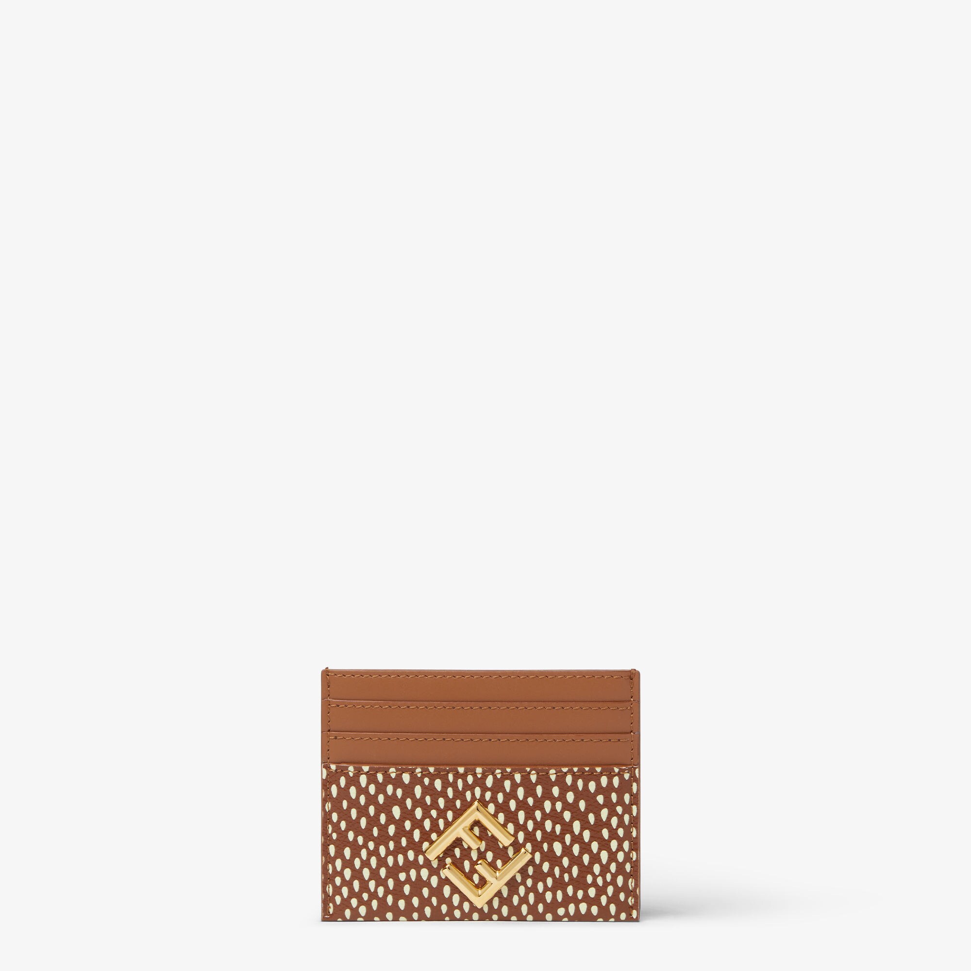 FFダイヤモンド カードケース レザー ブラウン | Fendi