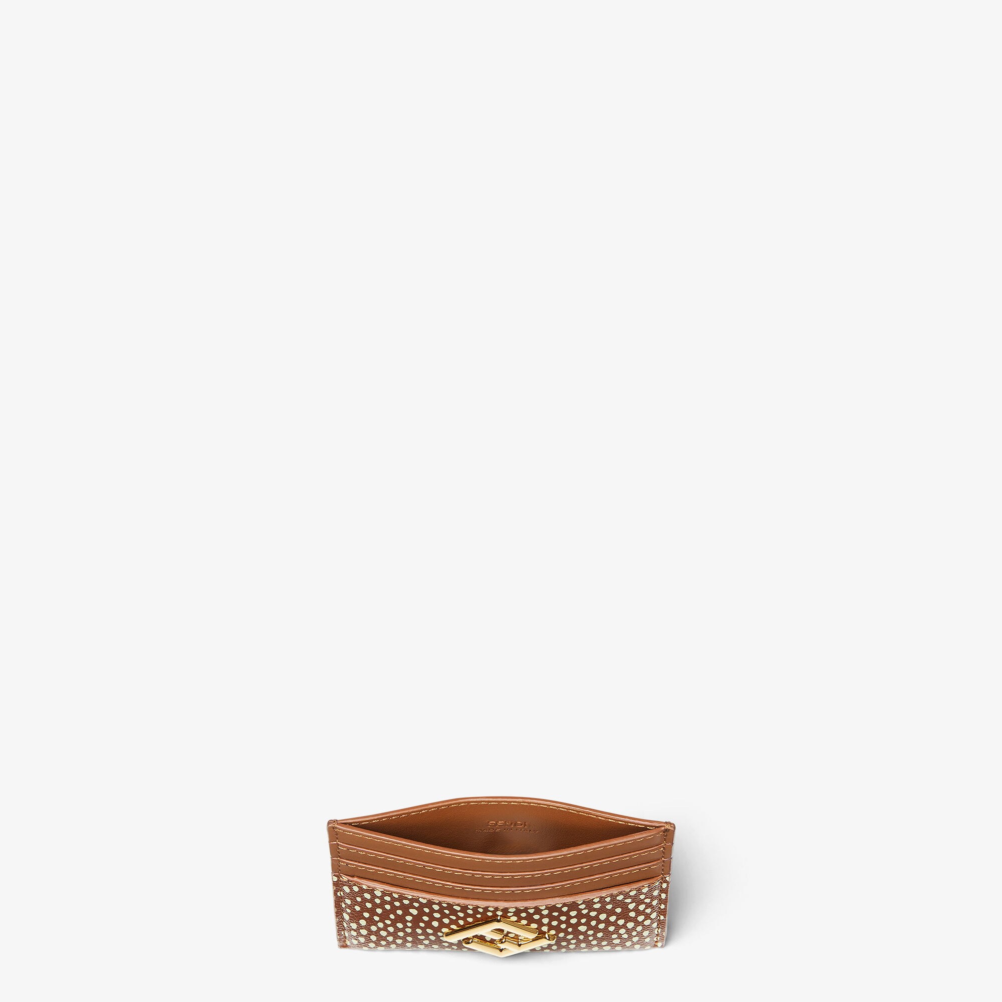 FFダイヤモンド カードケース レザー ブラウン | Fendi