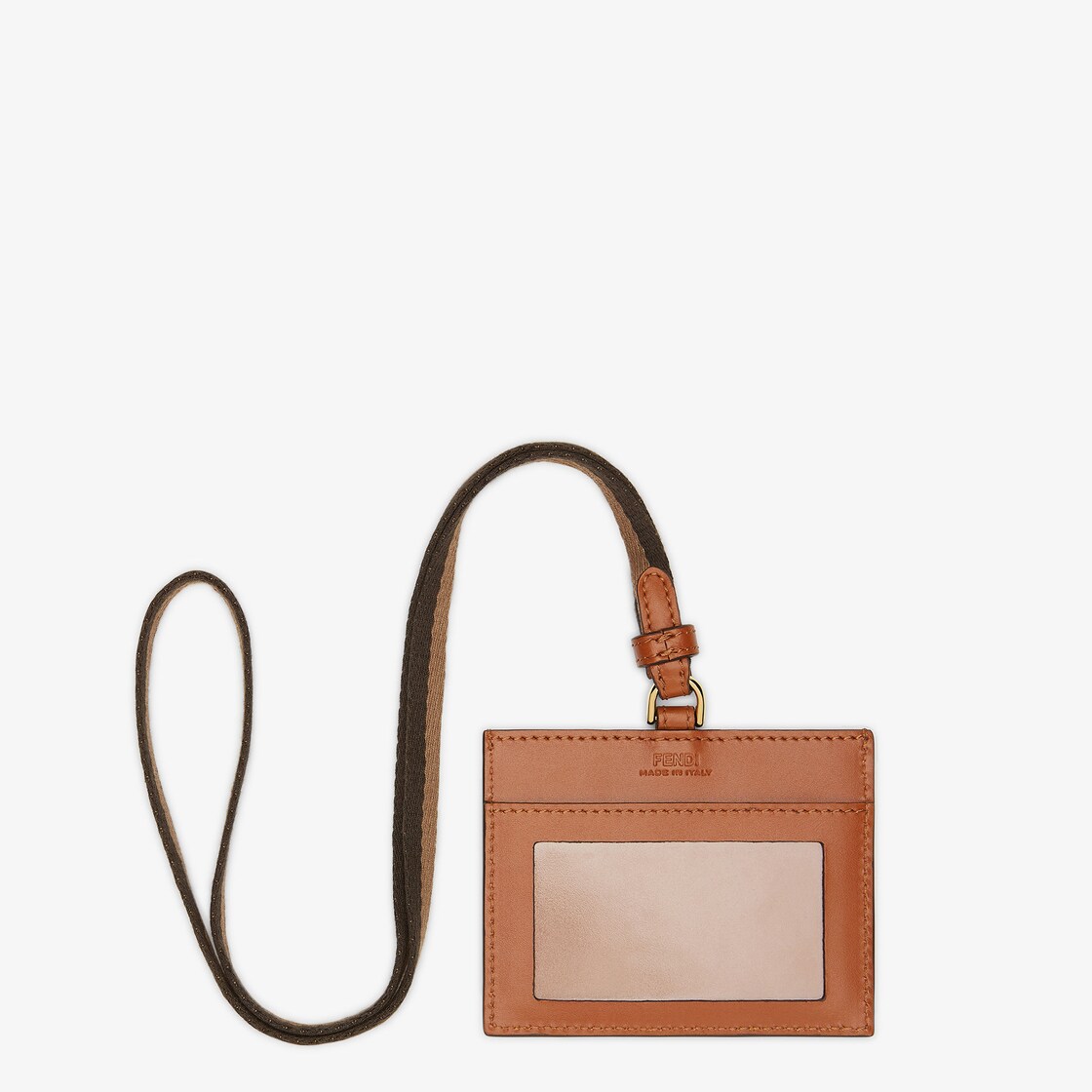 Fendi Logo Badge Holder in Brown