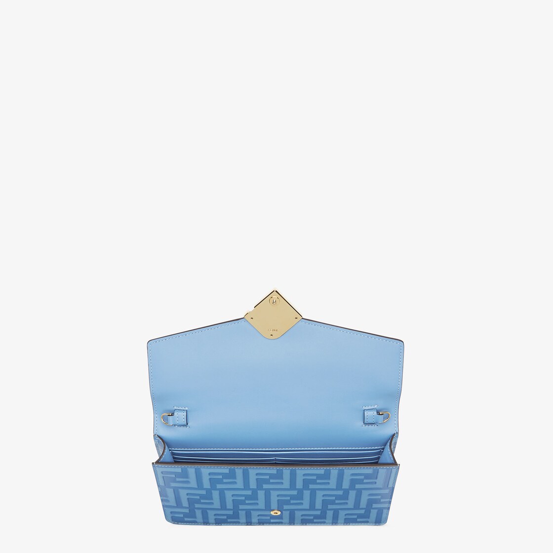 FF Diamonds Wallet On Chain Light blue leather wallet Fendi