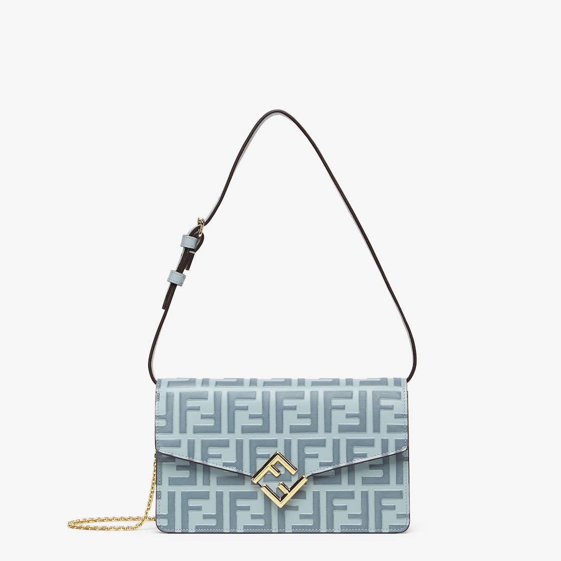 FF Diamonds Wallet On Chain Leather Light blue - Image 1/4