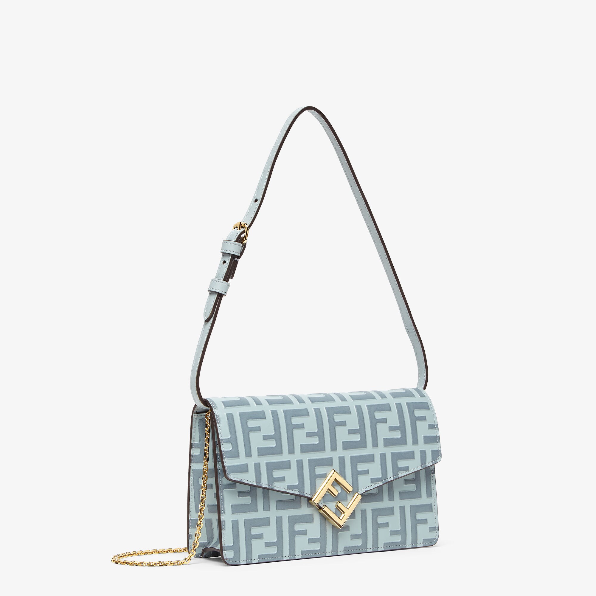 長財布 Fendi Embroidered Denim Wallet フェンディ FENDI 長財布 チェーンウォレット DENIM ブルー