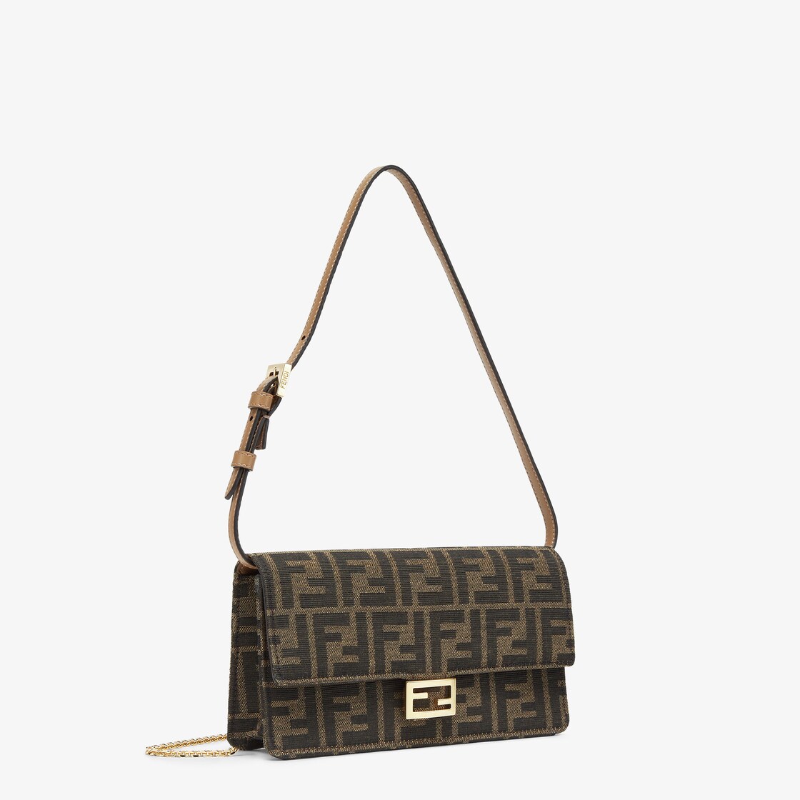 財布内蔵ミニバッグ バゲット - ブラウンFFファブリック 財布 | Fendi