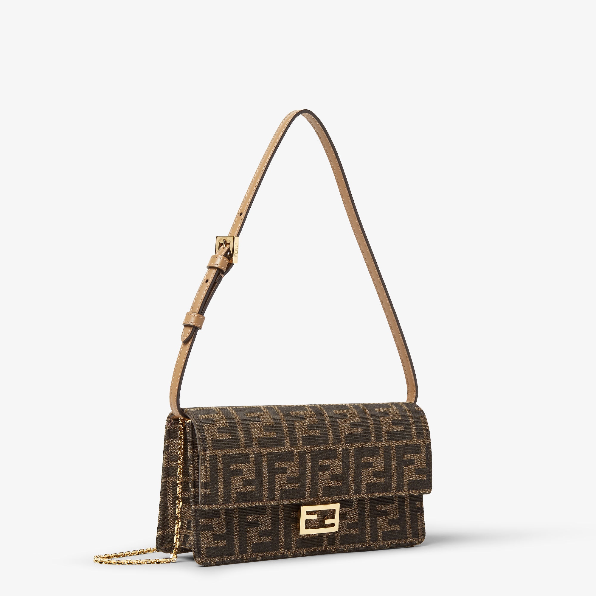 Wallet On Chain Baguette Fabric Brown | Fendi