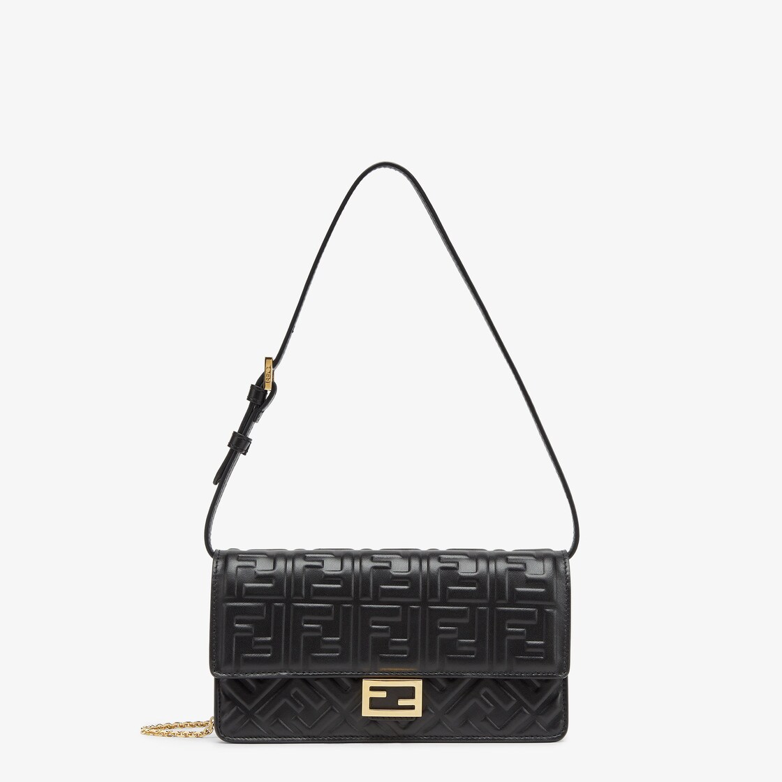 財布内蔵ミニバッグ バゲット - ブラックナッパレザー 財布 | Fendi