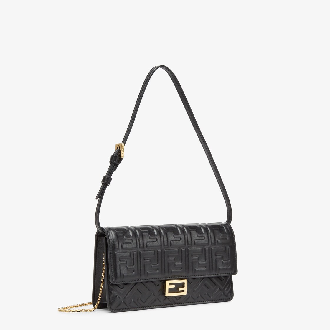 財布内蔵ミニバッグ バゲット - ブラックナッパレザー 財布 | Fendi