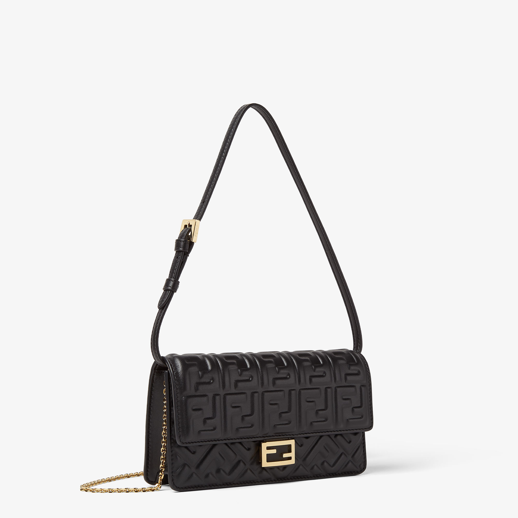 FENDI 財布ショルダー バゲット　美品 ブラック現行販売商品　朝迄特別価格❗️ 財布ショルダー バゲット レザー ブラック | Fendi