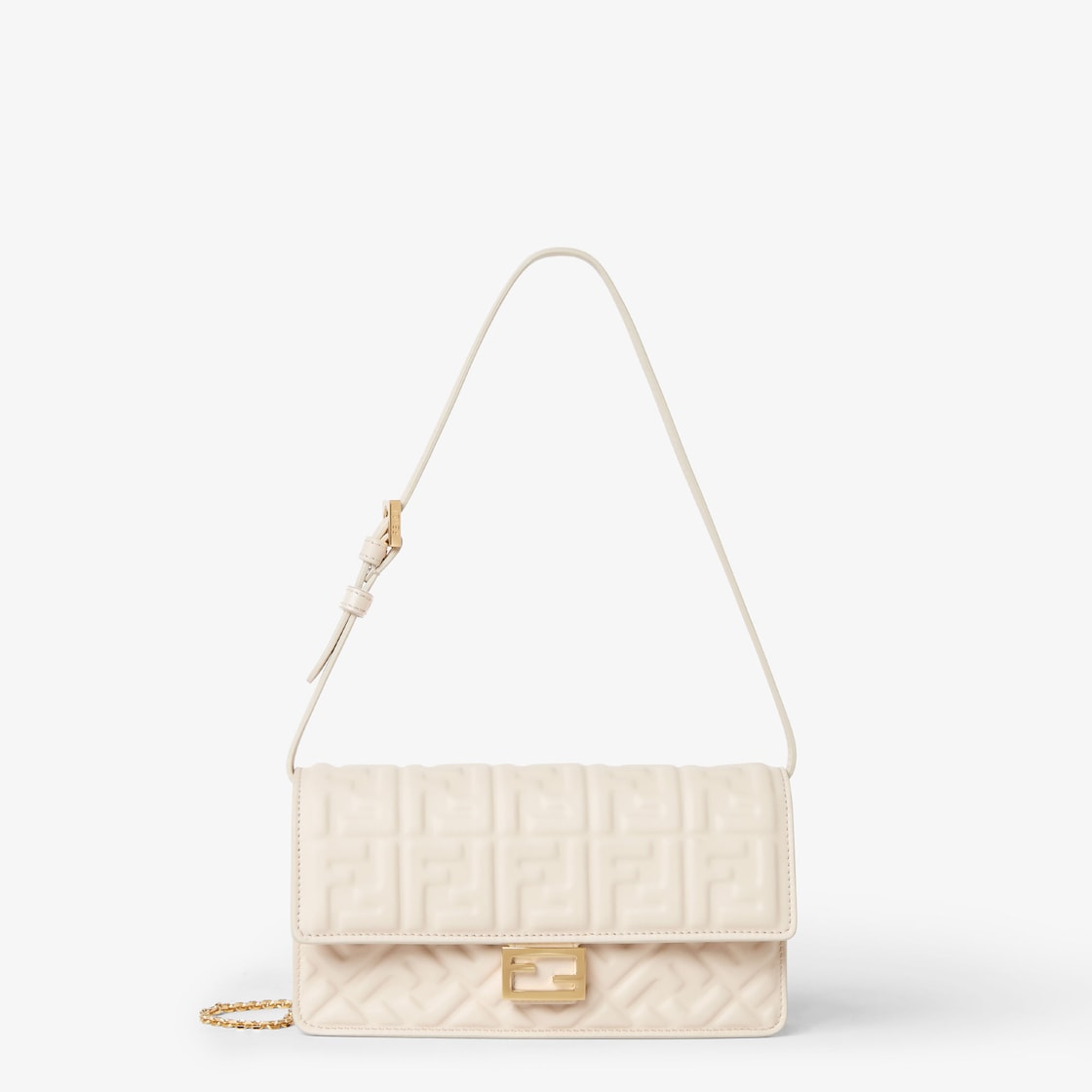 Wallet On Chain Baguette Leather White - Image 1/4